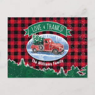 Vintage roter LKW Liebe & Dank Urlaub Postkarte