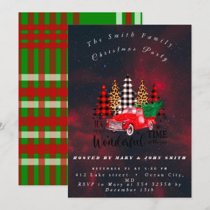 Vintage roter LKW rustikale Familien-Weihnachtsfei Einladung
