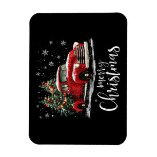 Vintage roter LKW Santa Baum Frohe Weihnachten Lus Magnet