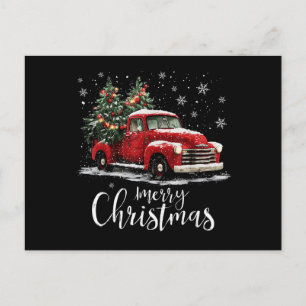 Vintage roter LKW Santa Baum Frohe Weihnachten Lus Postkarte