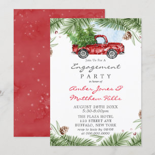 Vintage roter LKW Schnee Verlobungsparty Einladung