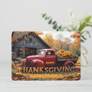 Vintage roter LKW Thanksgiving-Erntesszene Feiertagskarte