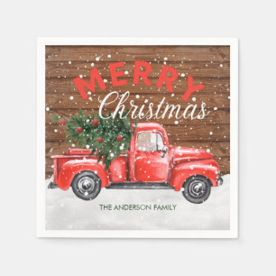 Vintage roter LKW Weihnachten Serviette