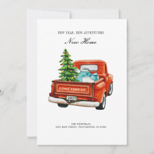 Vintage roter LKW Weihnachts-Feiertags-Umzug Ankündigung