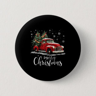 Vintage roter LKW Weihnachtsbaum Frohe Weihnachten Button