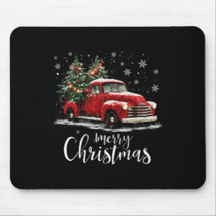 Vintage roter LKW Weihnachtsbaum Frohe Weihnachten Mousepad