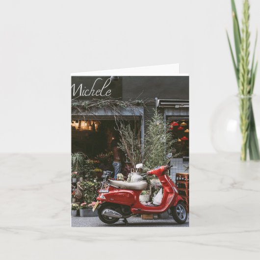 Vintage roter Motorroller (Vorderseite)