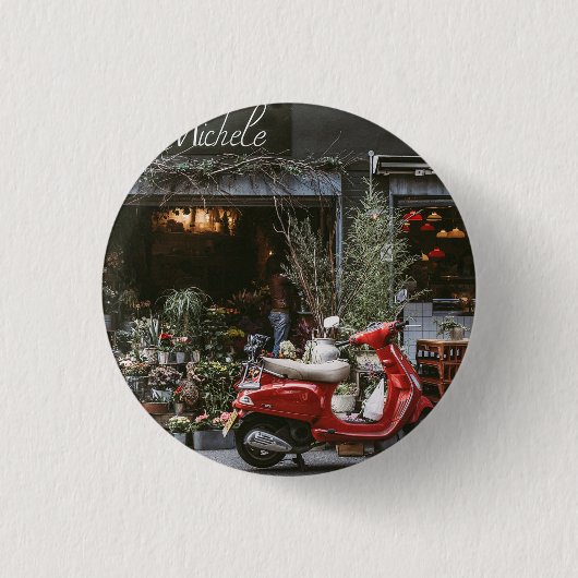 Vintage roter Motorroller Button (Vorderseite)