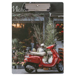 Vintage roter Motorroller       Klemmbrett