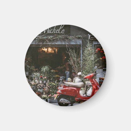 Vintage roter Motorroller Magnet (Vorne)