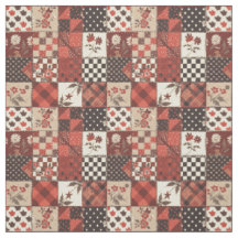 Vintage roter Patchwork Cottagecore Farmhouse Quil