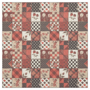 Vintage roter Patchwork Cottagecore Farmhouse Quil Stoff