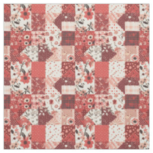 Vintage roter Patchwork Cottagecore Farmhouse Quil Stoff