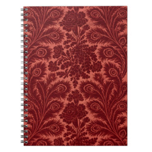Vintage roter Samt-Tapeten-Spiralblock Notizblock