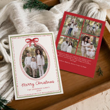 Vintage roter Schleifen-Cream-Weihnachten 5 Foto