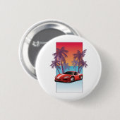 Vintage roter Sportwagen Button (Vorne & Hinten)