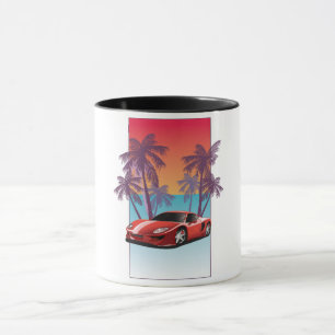 Vintage roter Sportwagen Tasse