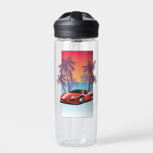 Vintage roter Sportwagen Trinkflasche