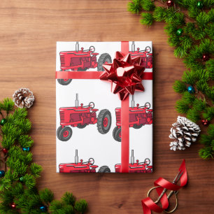 Vintage roter Traktor Geschenkpapier