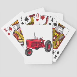 Vintage roter Traktor Spielkarten