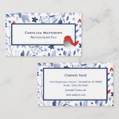 Vintage Roter Vogel Blütenfarbe Visitenkarte (Vorne/Hinten)