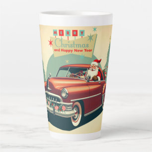 Vintage roter Wagen & Santa Milchtasse