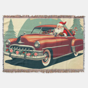 Vintage roter Wagen & Weihnachtsmann Decke