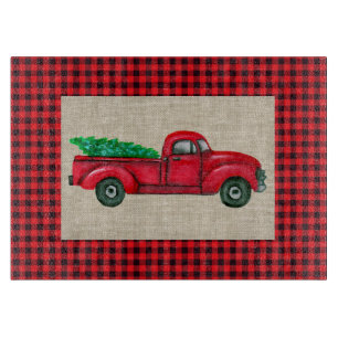 Vintage roter Weihnachtsbaum-LKW-Schneidbrett Schneidebrett