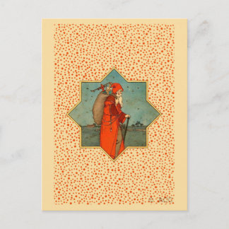 Vintage roter Weihnachtsmann St. Nikolaus Feiertagspostkarte