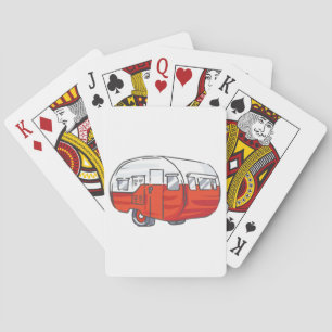 Vintage roter Wohnwagen Spielkarten