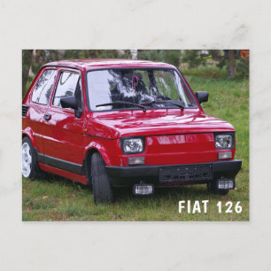Vintage rotes Auto Fiat 126 Postkarte