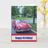 Vintage rotes Auto Geburtstag Karte (Gelbe Blume)
