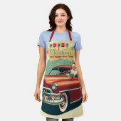 Vintage rotes Auto & Weihnachtsmann Schürze (Getragen)