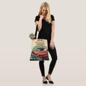 Vintage rotes Auto & Weihnachtsmann Tasche (Am Model)