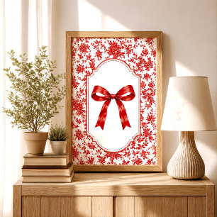 Vintage rotes Band Toile Coquette Cottagecore Poster