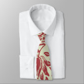 Vintage rotes Blumendesign Krawatte (Gebunden)