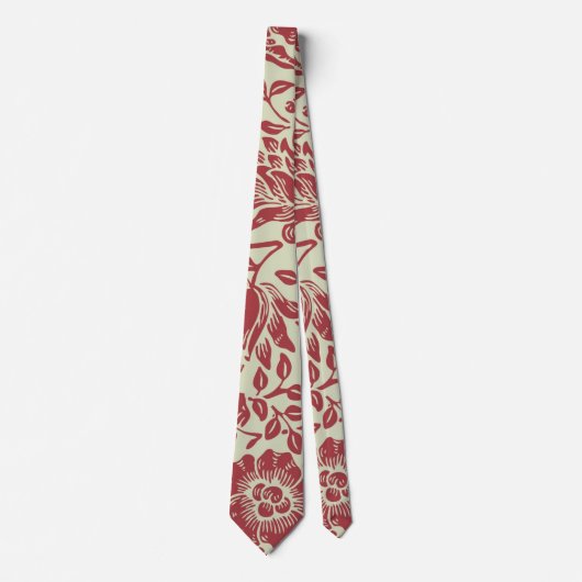 Vintage rotes Blumendesign Krawatte (Vorderseite)