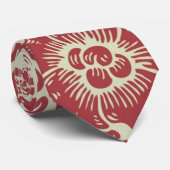 Vintage rotes Blumendesign Krawatte (Gerollt)