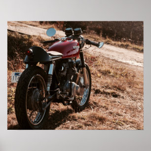 Vintage rotes Café-Racer-Motorradposter Poster