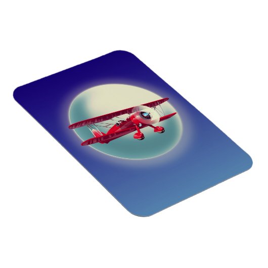 Vintage rotes Doppeldeckerflugzeug Magnet (Rechte Seite)