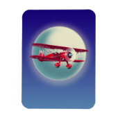 Vintage rotes Doppeldeckerflugzeug Magnet (Vertikal)