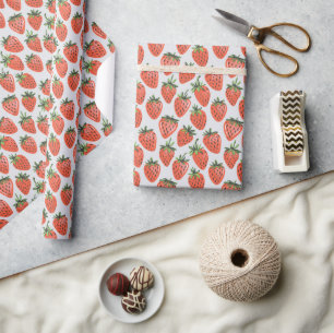Vintage rotes Erdbeermuster Geschenkpapier