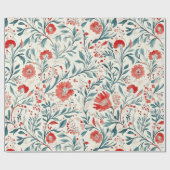 Vintage rotes Gänseblümchen-Blumenmuster - Botanis Geschenkpapier (Flach)