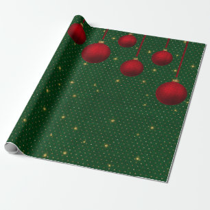 Vintage rotes, grünes und goldenes Weihnachtspapie Geschenkpapier
