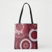 Vintage rotes Häkeldeckchen- und Spitzen-Collage-K Tasche (Vorderseite)