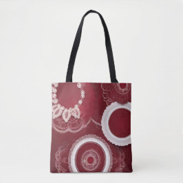 Vintage rotes Häkeldeckchen- und Spitzen-Collage-K Tasche