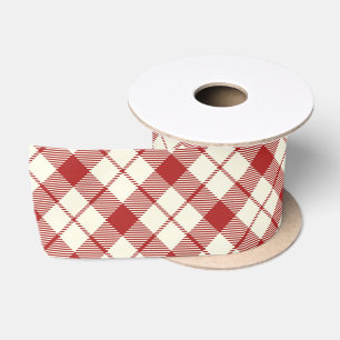 Vintage rotes Karo-Weihnachten Satinband
