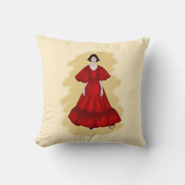 Vintage rotes Kleid und blaue Schuhe Croqui Kissen