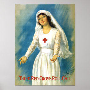 Vintage rotes Kreuz-Krankenschwester Poster