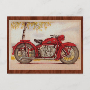 Vintage rotes Motorrad Postkarte